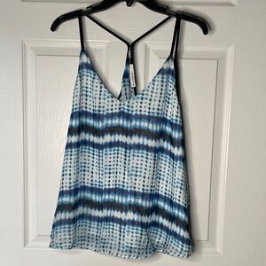 Lavender Brown Tie Dye Print Silk Blend Tank Top